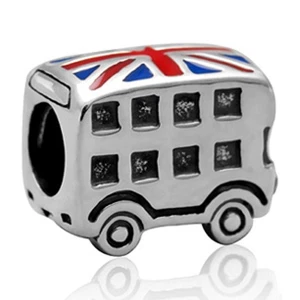 Bus Charm 925 Sterling Silver London Charm with Flag Charm of UK Charm Travel... - Picture 1 of 3