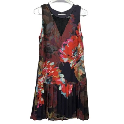 Vestido Plisado de Malla Sin Mangas Floral de Seda Turk Multicolor para Mujer Talla 4 Foto 1 de 4