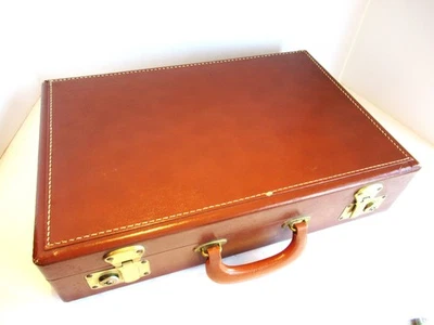 Pasta de couro marrom vintage estojo acessório ferragens latão chaves alça bolso - Imagem 1 de 4