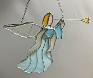 Handarbeit Buntglas Engel Sonnenfänger hängend Fenster Kunst Deko Geschenk - Bild 1 von 15