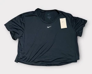 Nike T-Shirt Women’s Size XL Black Dri-Fit Workout Running Gym Cropped NEW - Picture 1 of 9