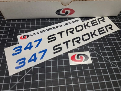 347 decalques STROKER (2pçs) adesivos para capô de motor de corrida para Ford bloco pequeno - Imagem 1 de 3
