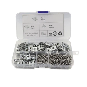 200Pc Stainless Steel U Nuts Self Tapping Screw Spire U Clips Speed Fastener Kit - Picture 1 of 12
