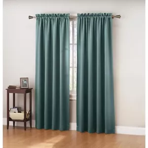 2 Panel SET Colormate Jillian Room Darkening Curtain Pair 54"x84" Mineral Blue - Picture 1 of 1