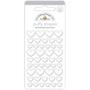 Doodlebug Puffy Stickers Lily White Heart* - Picture 1 of 1