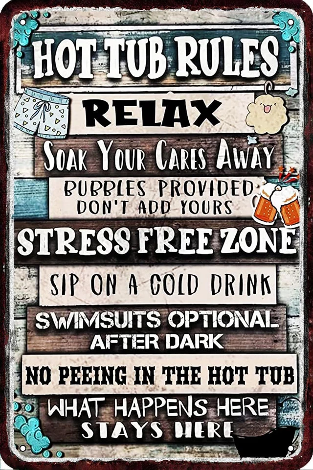 Carnibelle Reglas de Bañera de Hidromasaje Vintage Metal Lata Letrero Decoración de Pared Arte Retro Divertido Decoración Foto 1 de 1