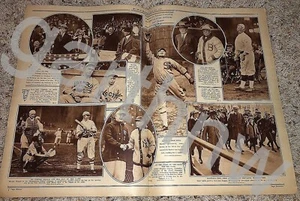 1924 OPENING DAY CENTERFOLD MILLER HUGGINS BABE RUTH HEINIE GROH CALVIN COOLIDGE - Picture 1 of 1