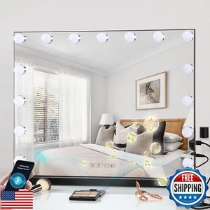 COOLJEEN Black Vanity Mirror with Lights 15pc Dimmable Bulbs Hollywood Mirror - Picture 1 of 5