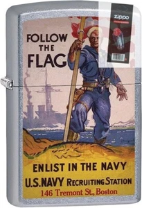 Zippo 08351 Militär Poster US Navy Follow the Flag Feuerzeug + FEUERSTEIN PACK - Bild 1 von 1