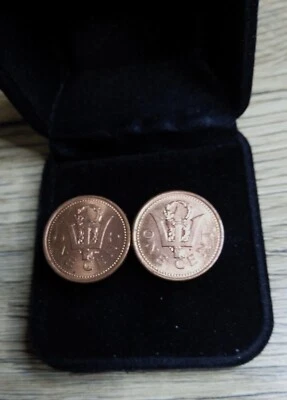 Barbados  - Coin Based Cufflinks - 1 Cent -  Trident - Image 1 of 3