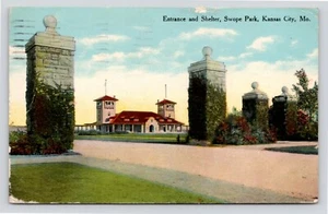 Entrance and Shelter Swope Park Kansas City MO Antique DB c1910 Postcard - Picture 1 of 4