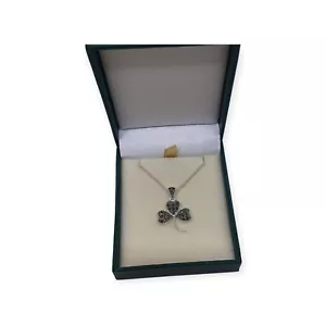 Colgante de trébol de plata de ley con marcasita - collar colgante irlandés - Imagen 1 de 4