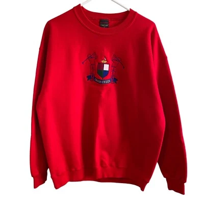 Moletom Cross Creek Vintage Gola Redonda Vermelho Golfe Masculino Extra Grande Fabricado Nos EUA - Imagem 1 de 4