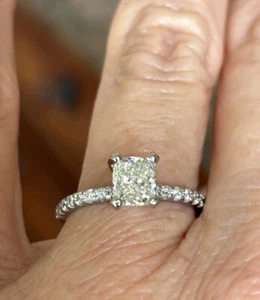 $6000 GIA VS2 14K White Gold 1.25CT Elongated Cushion Solitaire Diamond Ring - Picture 1 of 20