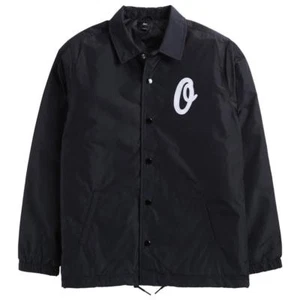 Obey SANDERS COACHES Black White Applique Logo Light Windbreaker Men's Jacket - Picture 1 of 12