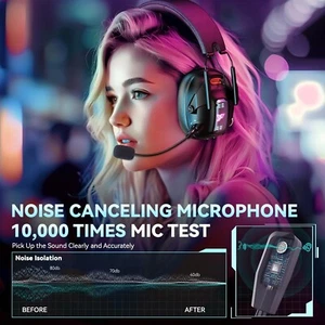 Auriculares inalámbricos para juegos YBBDAN para PS5, PS4, PC, USB sobre la oreja Auriculares para juegos - Imagen 1 de 8