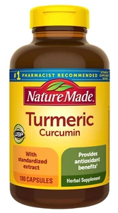 Nature Made Turmeric Curcumin 500mg Antioxidant Support Gluten-Free 180 Capsules - Picture 1 of 2