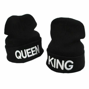 KING QUEEN Winter Warm Skullies Beanies Knit Bonnet Hat Men Women Ski Sports Cap - Picture 1 of 13