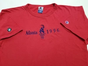 VTG Champion Brand BMW 1996 USA Atlanta Olympics Embroidered RED T Shirt 2XL - Picture 1 of 9