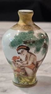 RARO JARRÓN ANTIGUO DE PORCELANA ERÓTICA EN MINIATURA CHINA DINASTÍA QING PINTADO A MANO - Imagen 1 de 19