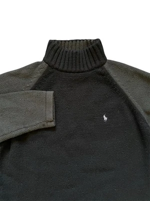 Suéter Polo Vintage de Ralph Lauren Mezcla de Lana Simulado Cuello Alto Talla XL Negro Foto 1 de 4