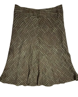 Falda acampanada texturizada a cuadros marrón con cremallera trasera para mujer talla 18 JONES WEAR Foto 1 de 4