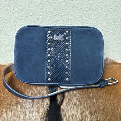Nuevo con etiquetas Bolso Cinturón Michael Kors MK S/M Tachonado Azul Marino Estampado Serpiente Glamour Minimalista Lujo Foto 1 de 4