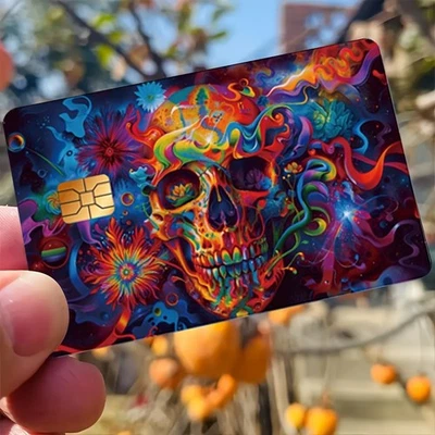 Psychedelic Skull Credit Card Skin Sticker Debit Cover Decal Vinyl Protective