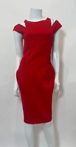 Zac Posen Cut Out Shoulder Bodycon Dress in Red Size 8 - Picture 1 of 10