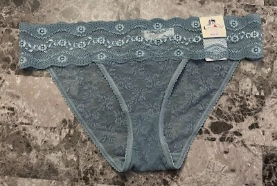 BRAGAS DE BIKINI RARAS NUEVAS CON ETIQUETAS B.TEMPT'D B.TEMPTED GRANDES AZULES ENCAJE FLORAL Foto 1 de 4