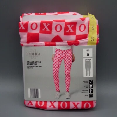 Nuevo en Paquete Leggings Serra Para Mujer Talla 4-6 (S) Corazones Rojos y Rosa y XOXO Forrados de Vellón  Foto 1 de 4