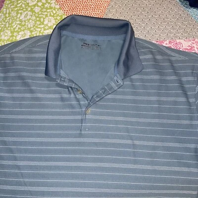 Camiseta de golf Nike para hombre manga corta rayas azules y blancas DRI DRY FIT MEDIANA Foto 1 de 4