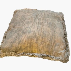 Eerie Creepy Ghost Pillow Throw Beige Fringe Shabby Distressed Vintage 18x18 - Picture 1 of 4