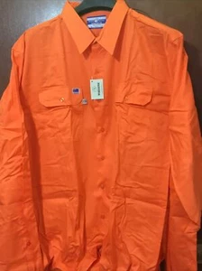Worksense Hi Vis Work Shirt Long Sleeve Cotton Size 4XL Orange Summer weight - Picture 1 of 5
