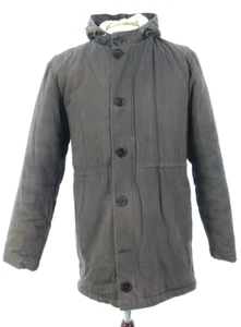 American Apparel Mens Parka Jacket Fleece Lined Padded Coat Dark Grey Size Small - Picture 1 of 14