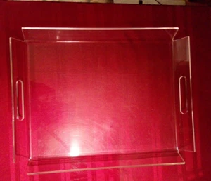 Vintage 70s/80s Large Clear Lucite Acrylic Handle Cut-outs Serving/Butler Tray - Picture 1 of 24