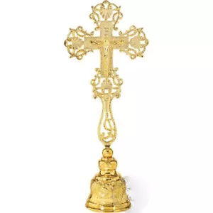Greek Orthodox Liturgy Blessing Hand Cross from Brass and Copper 11x5 inches - Picture 1 of 1