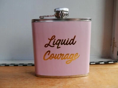Pink/Gold Liquid Courage 6oz Flask Excellent Preowned Condition Great Gift Idea! - Image 1 of 4