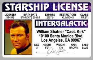 Captain Kirk Star Trek Film Neuheit Führerschein Personalausweis William Shatner - Bild 1 von 1