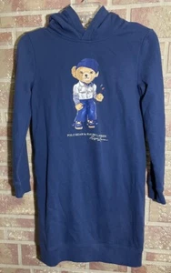 Polo Ralph Lauren Kids Blue Hoodie Logo Bear Casual Dress Size L - Picture 1 of 4