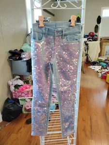 Justice Girls size 10 SLIM, Sparkles on Front Skinny Jeans, Reg in Back, Cute - Picture 1 of 4