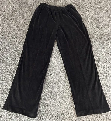 Брюки женские Alfred Dunner 14 черные Viva велюровые пропорциональные средние без застежек новые с ценниками - Изображение 1 из 4