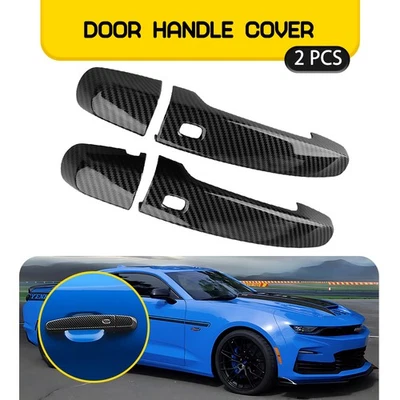 Glossy Carbon Fiber Cover Trim For 16-23 Chevrolet Camaro Smart Side Door Handle - Image 1 of 4