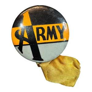 Vintage Army West Point Football Pinback Button Yellow Ribbon Celluloid 1940s - Picture 1 of 5