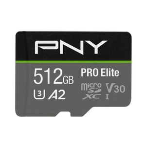 PNY PRO Elite microSDXC 512GB 512 GB MicroSDXC Class 10 100 MB/s 90 MB/s Class 3 - Photo 1/1