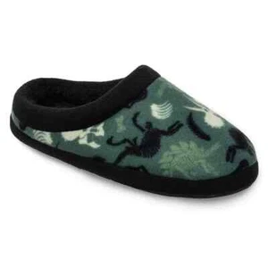 Cuddl Duds Boy's Green & Black Dinosaur Slippers Boy Size L 5-6 Slipper Shoes - Picture 1 of 4