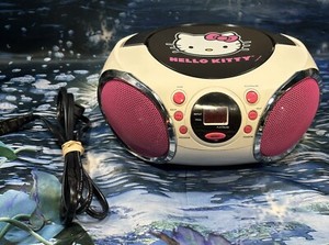 Hello Kitty CD Player Boombox Radio White Black Pink 2013 ( Read Description )