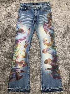 Seltene Costa & Puro Jeans Avantgarde Schlag Flamme Strass Glockenboden 27 Damen - Bild 1 von 17