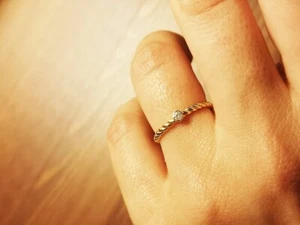 Twisted Solitaire Fine Anniversary Ring 14k Yellow Gold Natural Diamond - Picture 1 of 5