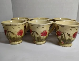 6 Ambiance Scribed Poppy Oversized Mugs - Picture 1 of 5